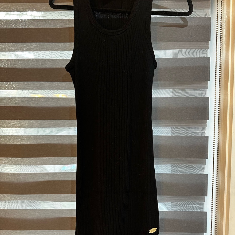 Jean Paul Gauthier Black ribbed racerback Dress with garter detail